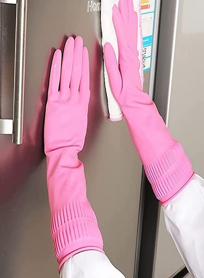 RBGIIT Reusable Waterproof Household Dishwashing Cleaning Rubber Gloves, Non-Slip Kitchen Glove - Image 1